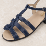 Sandale dama bleumarin din piele naturala cu cusaturi albe S2BL